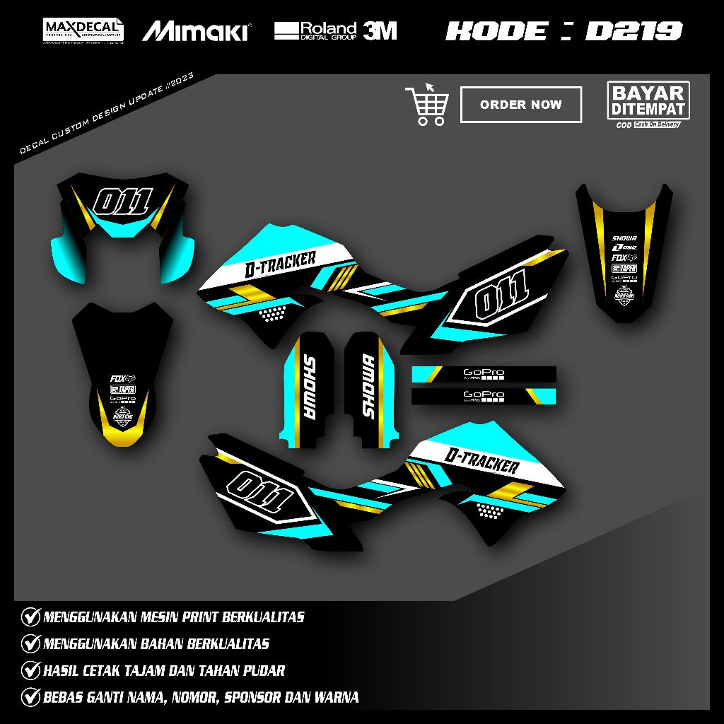 Decal Sticker Dtracker STABILO , Full Chrome Hologram/Pelangi (D-Tracker, KLX BF 150, KLX S)