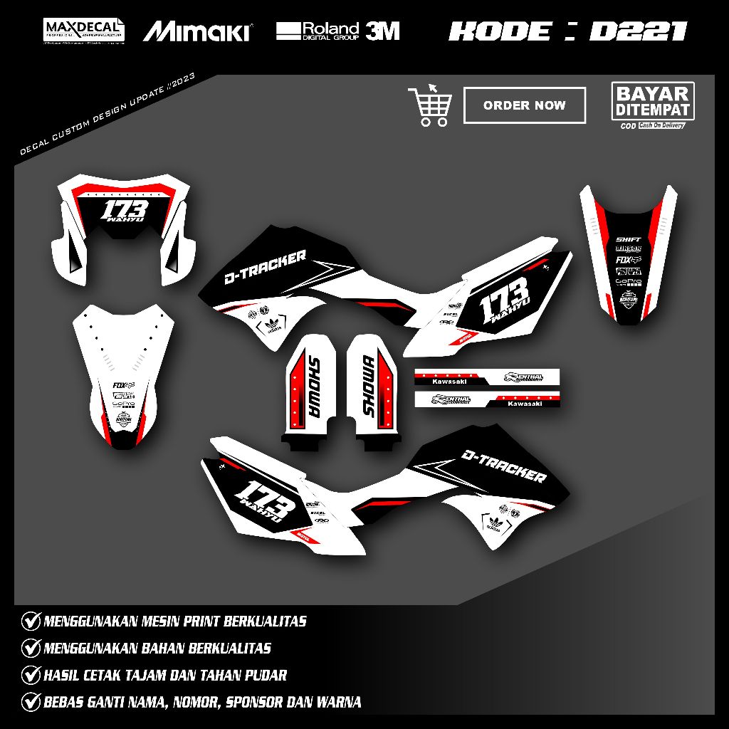 Decal Sticker KlX BF Orajet Gliter  (D-Tracker, KLX BF 150,KLX S) Desain bebas request