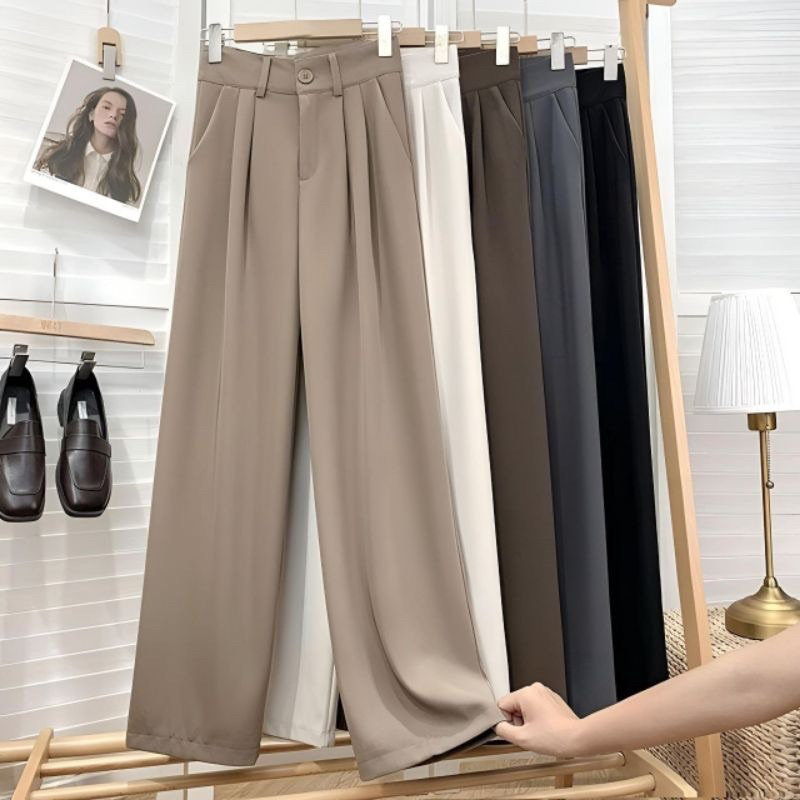 celana highwaist loose pants trousers celana kerja wanita kantor celana anti kusut celana kulot wani