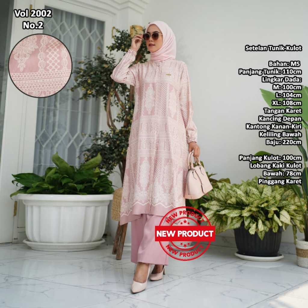 Setelan tunik kulot motif BATIK terbaru bahan MANGGO STREATH / 2002 Atasan Tunik Wanita Terbaru / Se