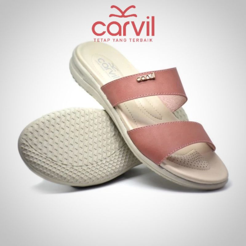 CARVIL Sandal Wanita Terbaru Original 100% Dewasa Sendal Cewek Remaja Slop Selop Kekinian Murah Casu
