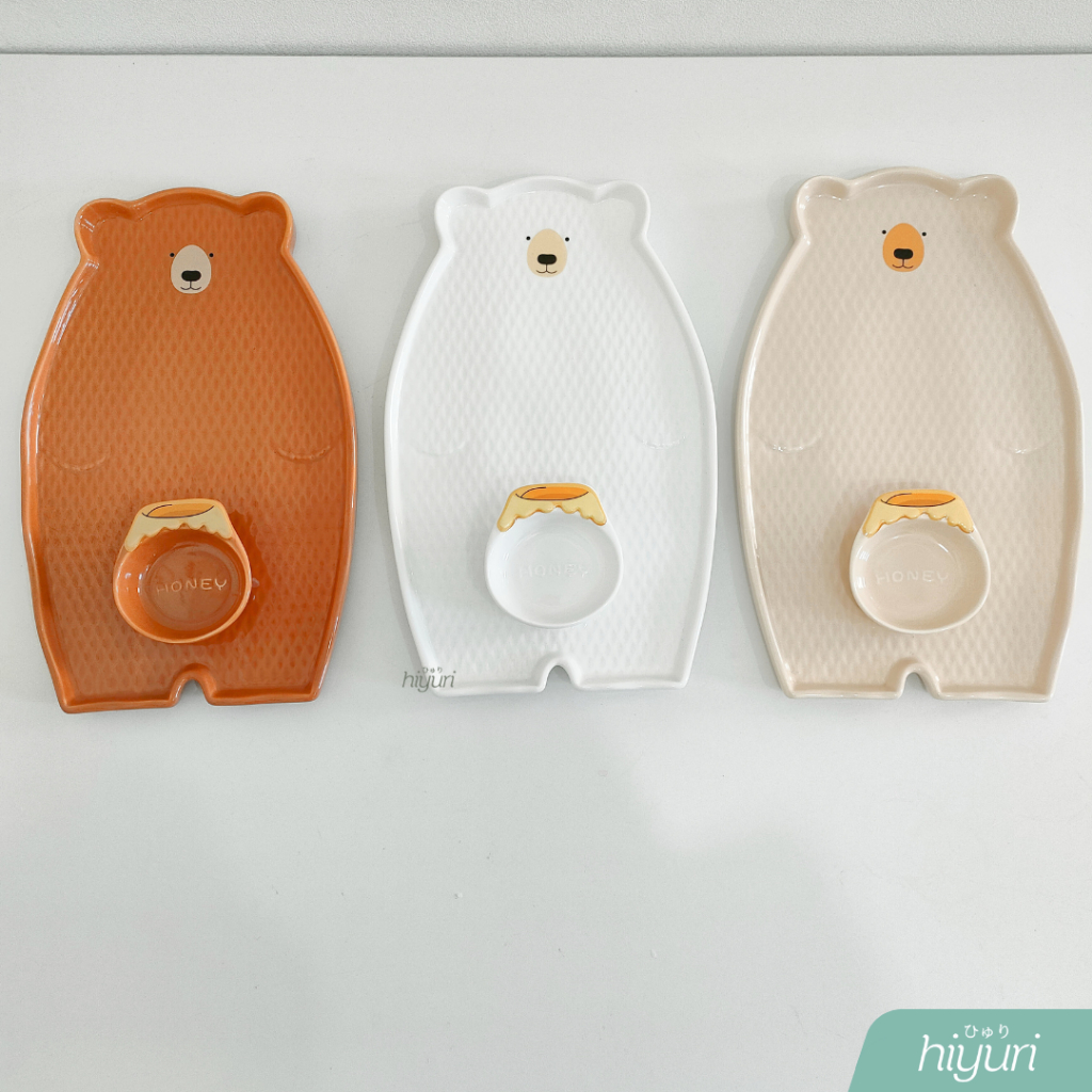 HIYURI Piring Bear Set/piring keramik/piring betuk beruang/piring keramik set/ piring makan set/piri