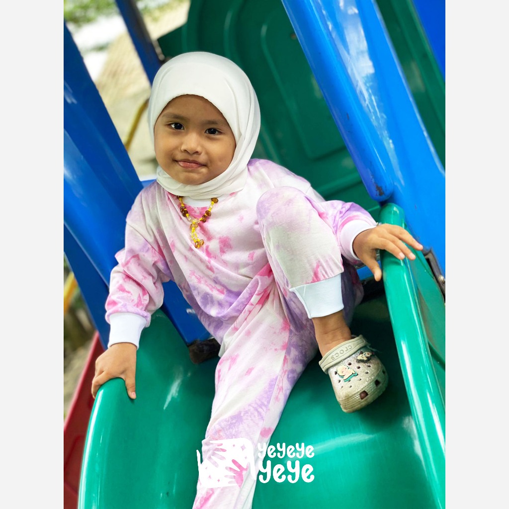 One set Pakaian Anak Lengan Panjang Oversized Seri Tie Dye Full Cotton Bahan combed premium - Adem