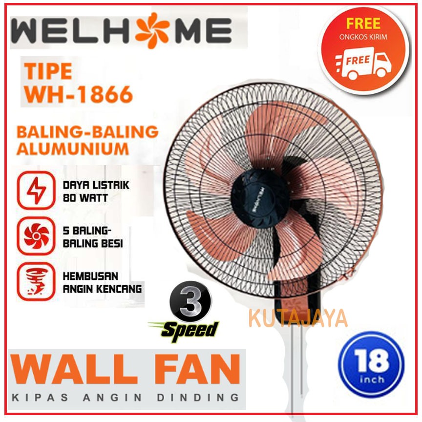 Kipas Angin dinding WF-1866 baling 5 stainless kipas angin Tornado fan Swing / kipas dinding tornado