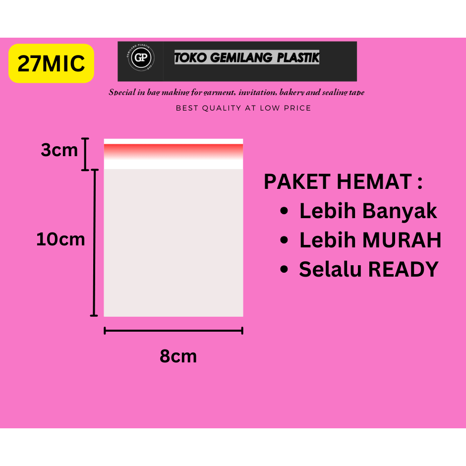 (100Pak) Plastik OPP Seal 8x10 / Paket MURAH