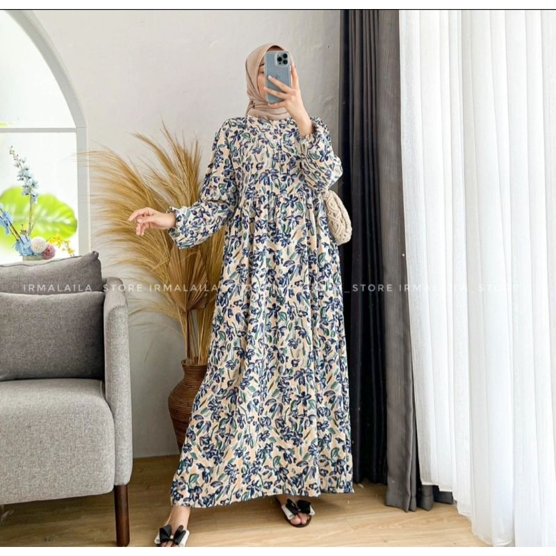 MIDI DRESS MOTIF dress kekinian Midi dress muslim rayon premium