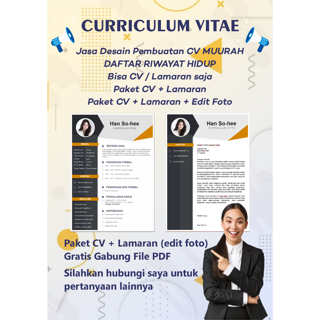 Jasa Pembuatan CV / Srt Lamaran Kerja / Fresh graduate / Magang / CV ATS Termurah