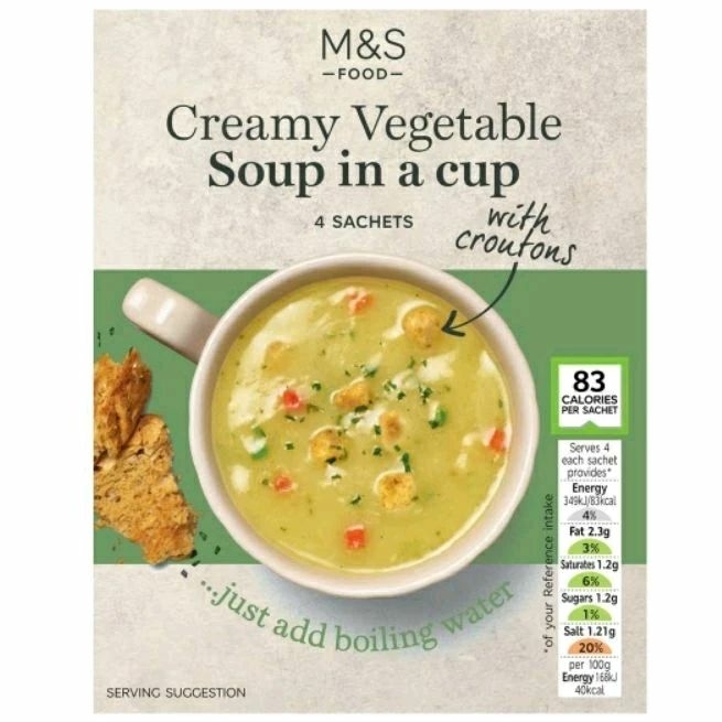 

MARKS & SPENCER M&S FOOD Creamy Vegetable Soup In A Cup 22g x 4 Sachets