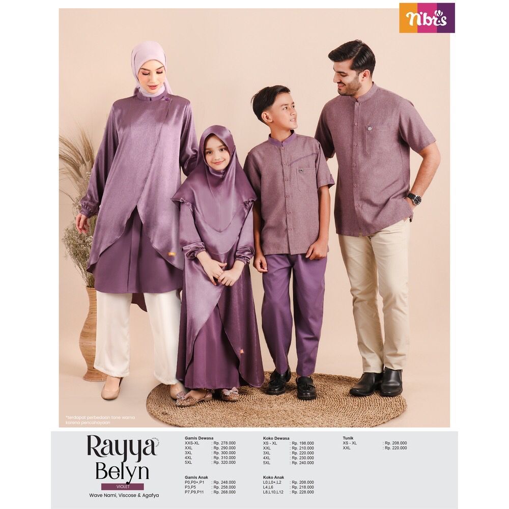 Tunik Wanita Terbaru Tunik Nibras BELYN VIOLET Tunik Couple Keluarga Termurah Baju Tunik Wanita Rema