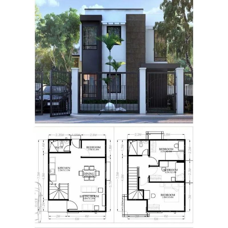 Model desain denah rumah minimalis 2 lantai free revisi