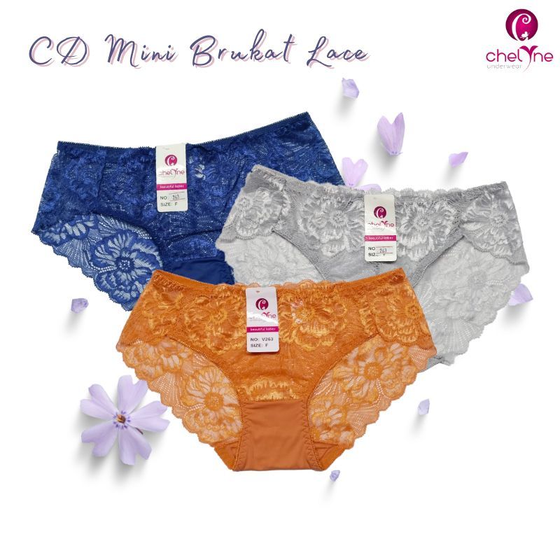 Chelyne CD Brukat Wanita V263 - Celana Dalam Sexy Model Mini Lace