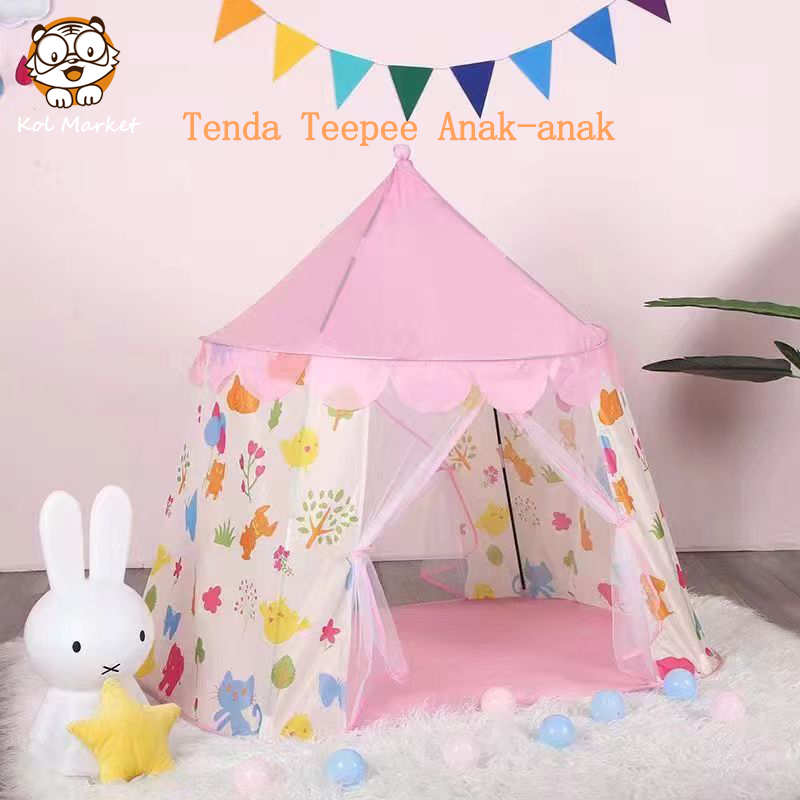 Tenda Teepee Anak-anak Rumah Permainan Dalam Ruangan Permainan Bayi Tenda Ulang Tahun Rumah Kecil Ka