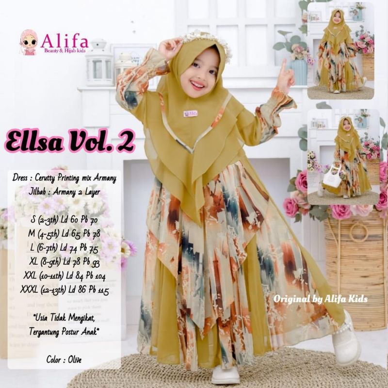 Ellsa vol.2 kids gamis anak free hijab original by Alifa