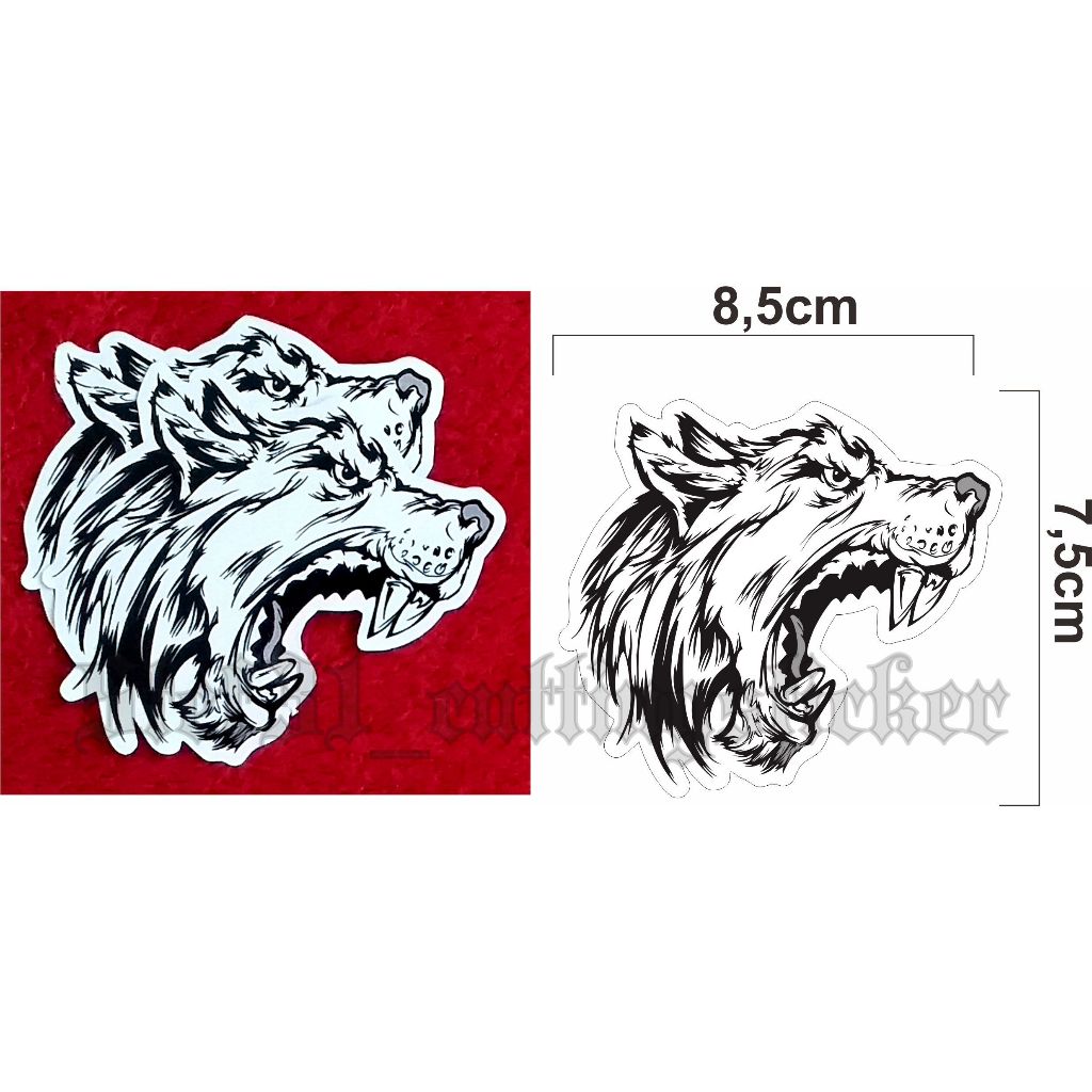 Stiker printing gambar kepala serigala, sticker kepala serigala
