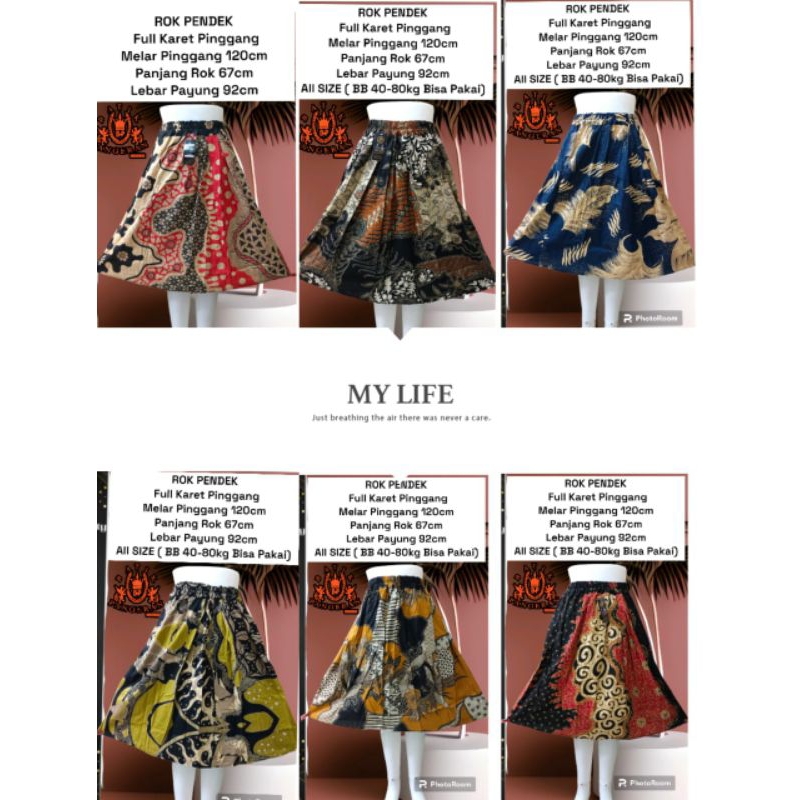 ROK BATIK PENDEK/ROK BAWAHAN MINI AND PANJANG KATUN PREMIUM || ROK BATIK PAYUNG PENDEK || ROK BATIK 