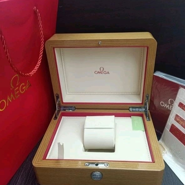 Kotak box jam tangan OMEGA Teak Wood model Original fullset