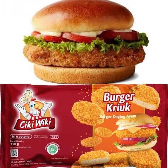 

Ciki Wiki Crispy Burger Kriuk 310gr isi 6 Potong Daging Ayam