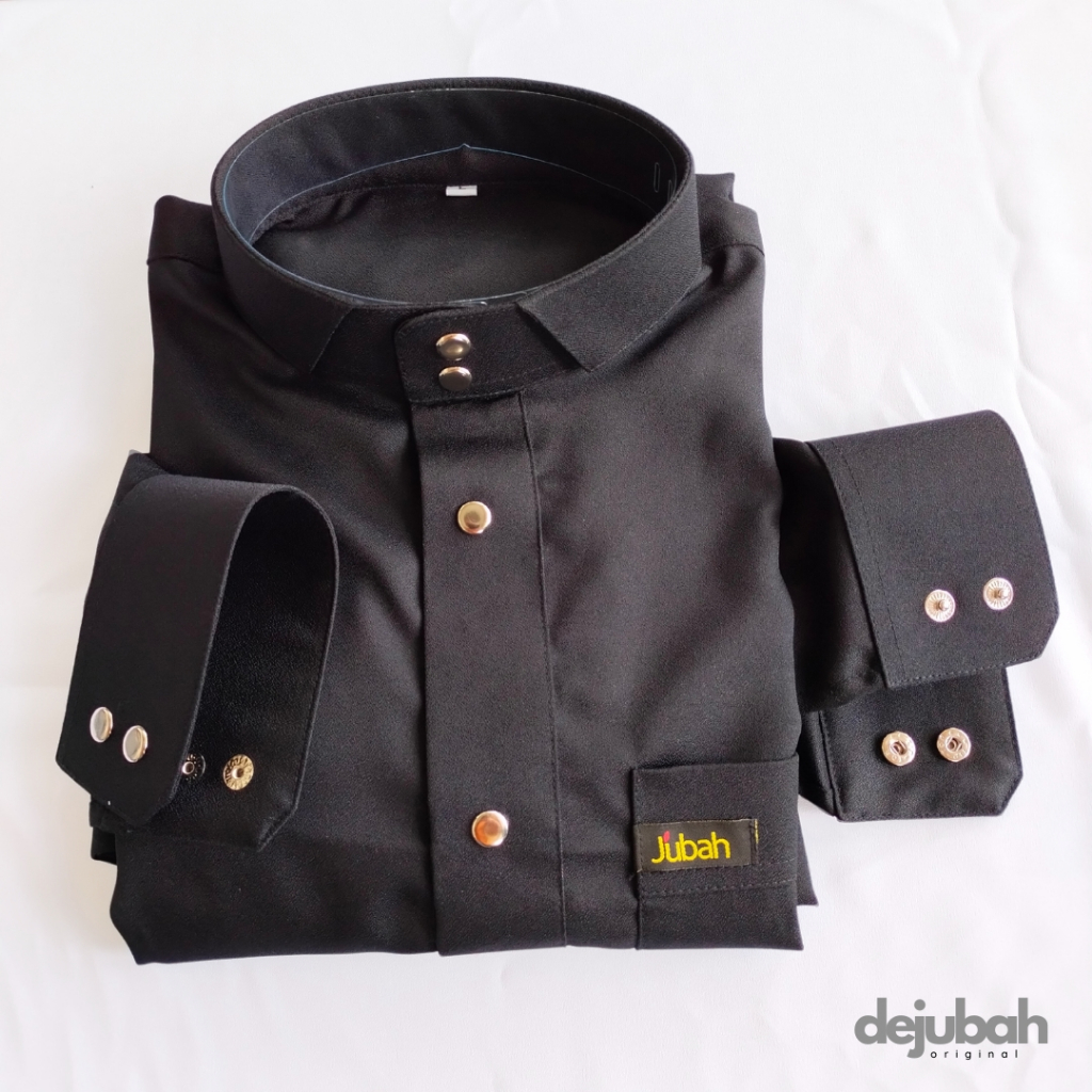 DeJubah - Qatari Gamis Jubah Pria Slimfit Dewasa-Hitam
