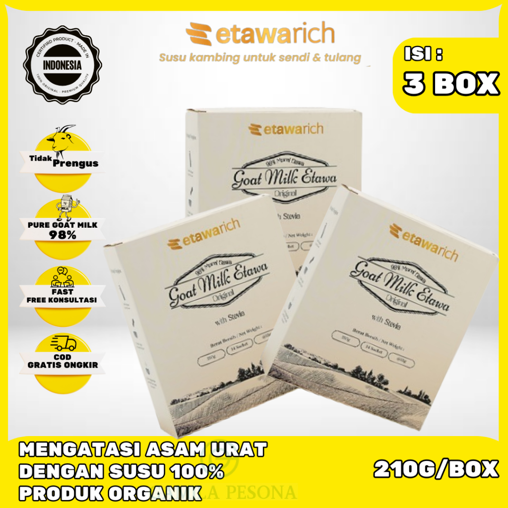 

Bisa mengobati penyakit rematik dan segala Macam Penyakit Persendian Etawarich Susu Kambing Asli