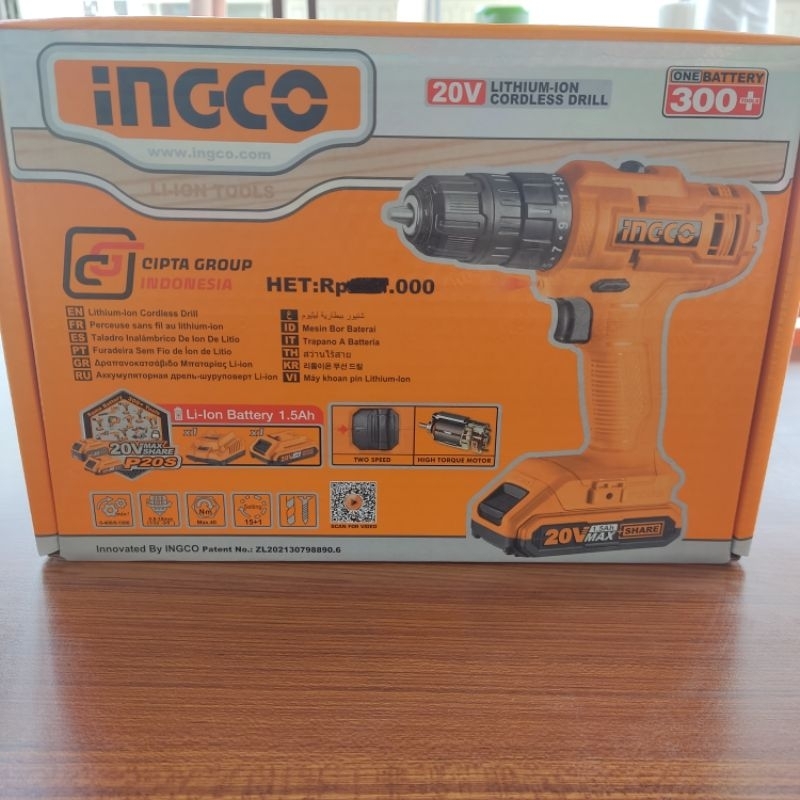 P20S Cordless Impact Drill (13mm) INGCO 20V Bor Cas INGCO