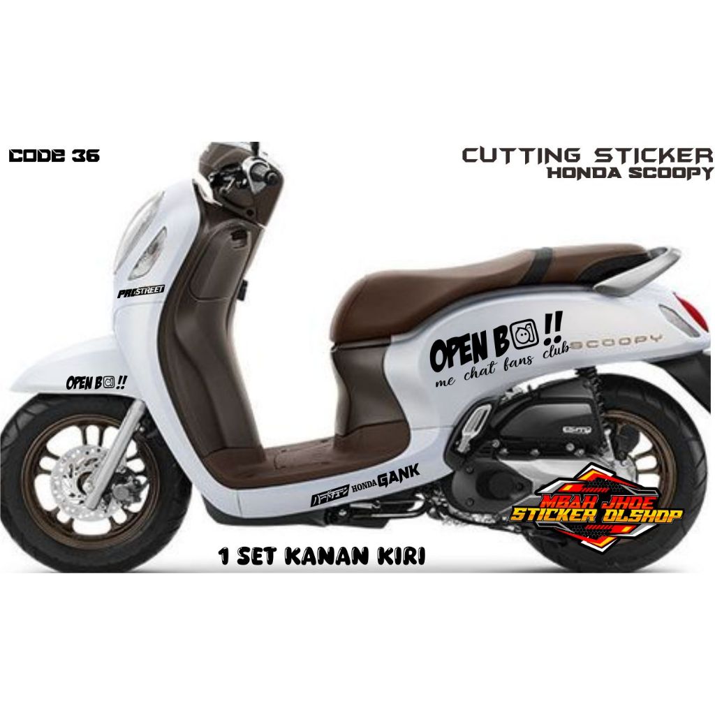 cutting sticker motor honda scoopy body putih