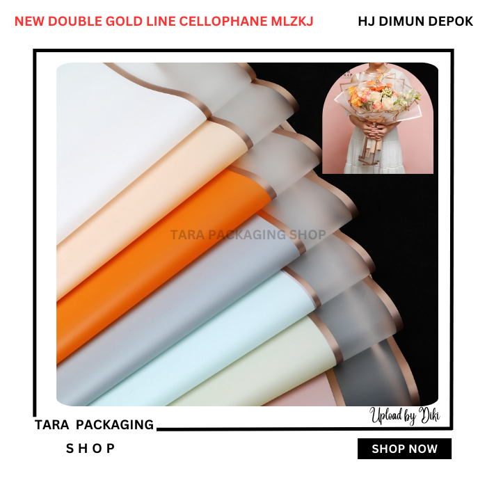 

Flower Wrapping Kertas Buket Bunga New Double Gold Line Cellophane MLZKJ