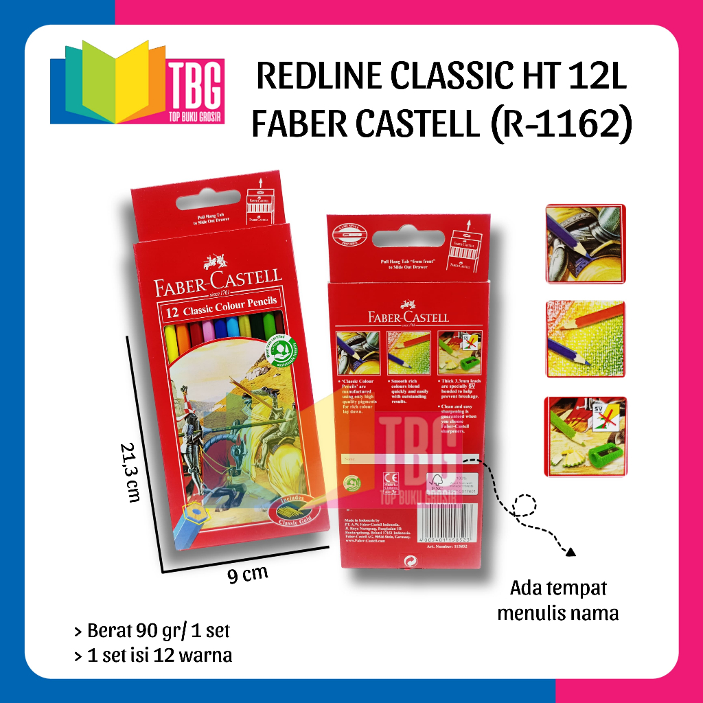 

1 SET (12 WARNA) REDLINE CLASSIC HT 12L FABER CASTELL / PENSIL WARNA PANJANG FABER CASTELL / PENSIL WARNA (R-1162)