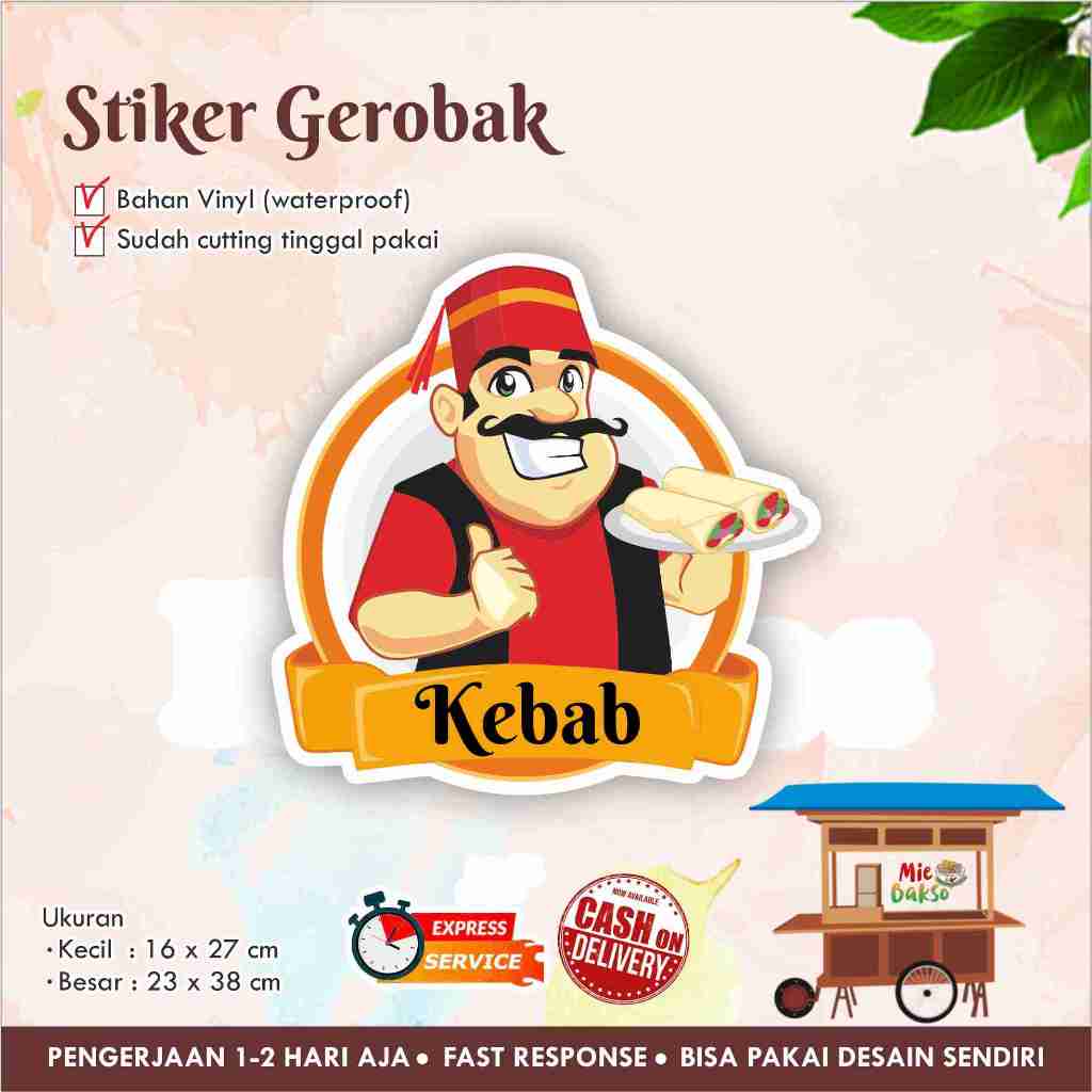 

STIKER KACA GEROBAK VINYL KEBAB / LABEL MAKANAN