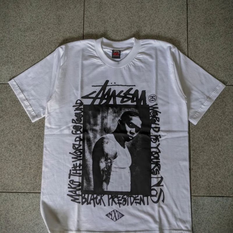 STUSSY X NAS BLACK PRESIDENT ORIGINAL T SHIRT