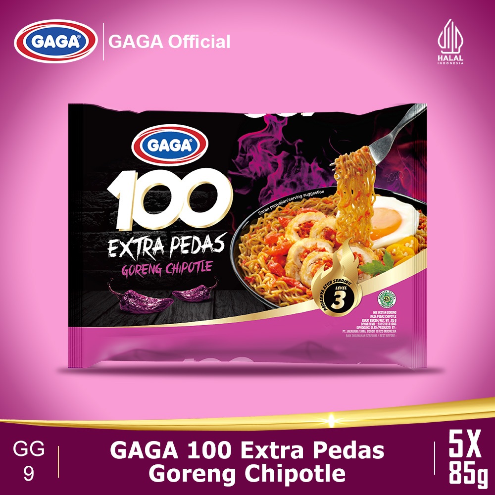 

GAGA 100 Extra Pedas Goreng Chipotle 85g 5 pcs (GG9)