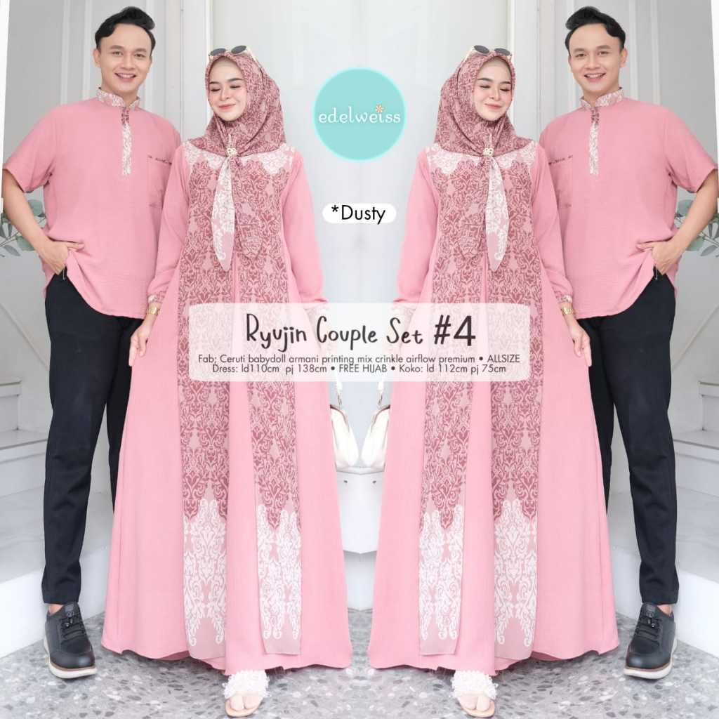 ryujin couple set sarimbit mom and dad ibu ayah kemeja dan gamis by edelweis