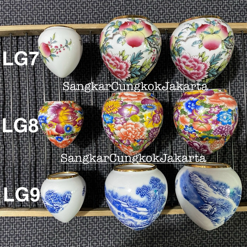 Cepuk Keramik Besar Mewah List Gold Murai Wambi Ori Cungkok Isi 3pcs