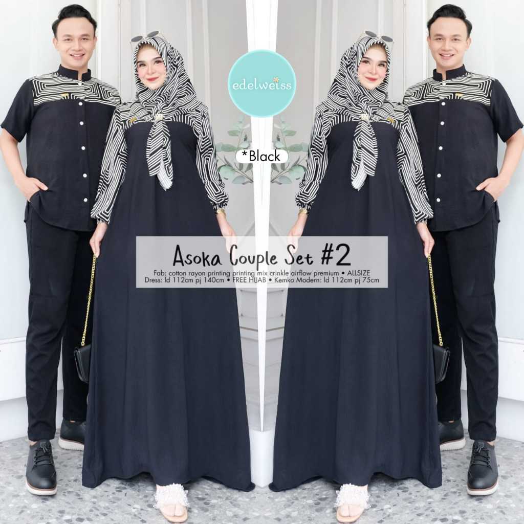 asoka couple set sarimbit mom and dad ibu ayah kemeja dan gamis by edelweis