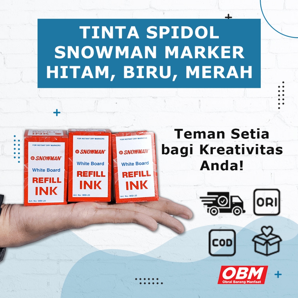

Tinta Refill Ink Snowman Permanent Ready Hitam Merah Dan Biru