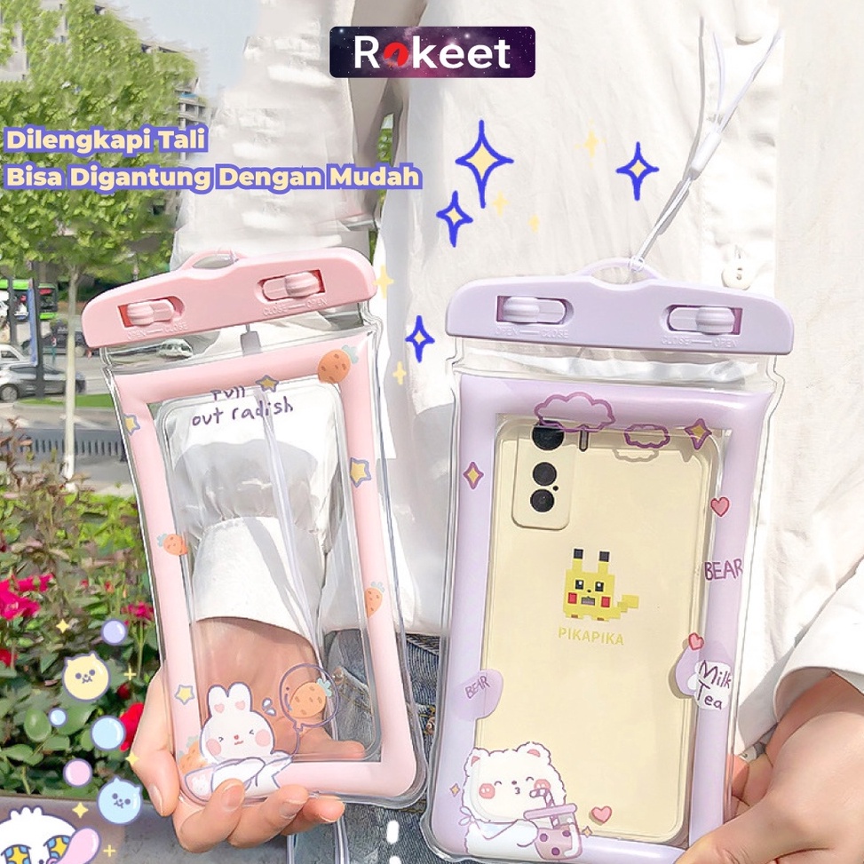 KODE A15U Rokeet Sarung HP Anti Air Waterproof Case Handphone Pouch Bag Cover Universal