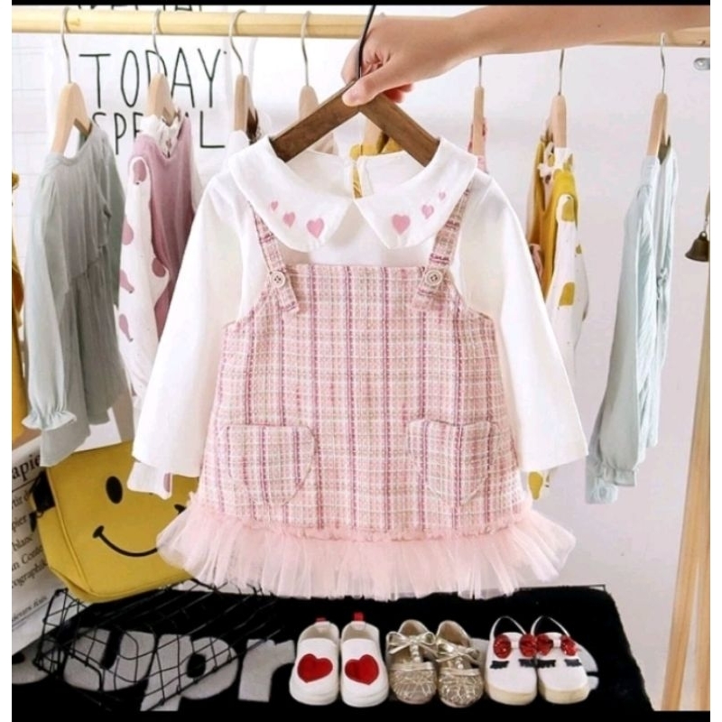Outer + INNER Bayi 0-5 Tahun Han So-Hee Dress Korea Style Dress Pesta Fashion Baby Korean