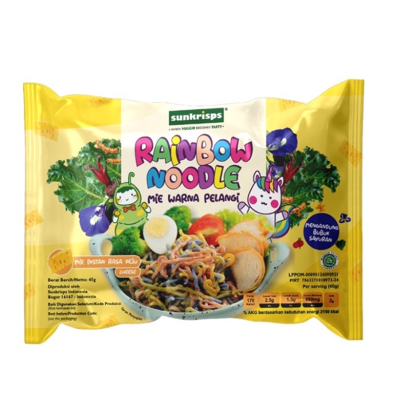 

FREE ONGKIR Sunkrisps Rainbow Noodle Mie Sehat Pelangi Rasa Keju lemonilo mie anak yummy bites