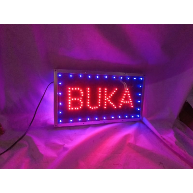 tulisan lampu LED BUKA outdor bolak balik dua sisi