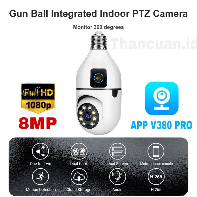 ART C48J IP Camera CCTV WIFI Indoor 8MP Dual Lens Bulb Camera 36 PTZ Kamera CCTV HP Jarak jauh