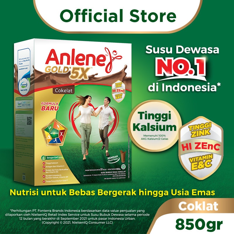 

BISA COD Anlene Gold 5X Susu Bubuk Dewasa Cokelat 85g Nutrisi Tinggi Kalsium Untuk Tulang Sendi dan Otot