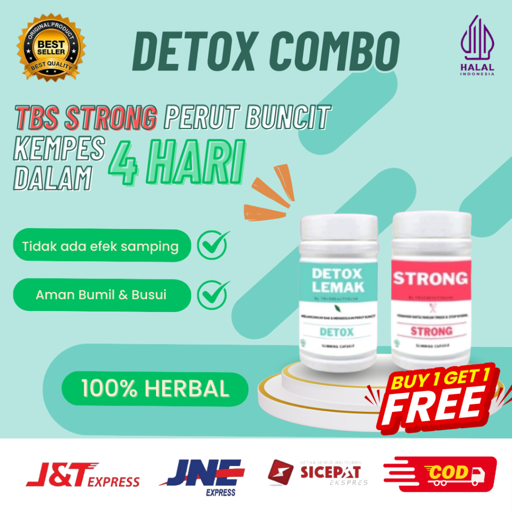 Paket Detox+ Strong Obat Diet Herbal Ampuh - Pelangsing Badan - Peluntur Lemak Dan Pengecil Perut Buncit TBS Detox By Truebeautyslim