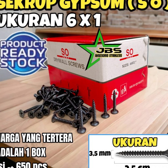 FSASH SALE 1 BOX SEKRUP GYPSUM SO 6x1 inchi  BAUT SKRUP GYPSUM93 GRAMKOTAK