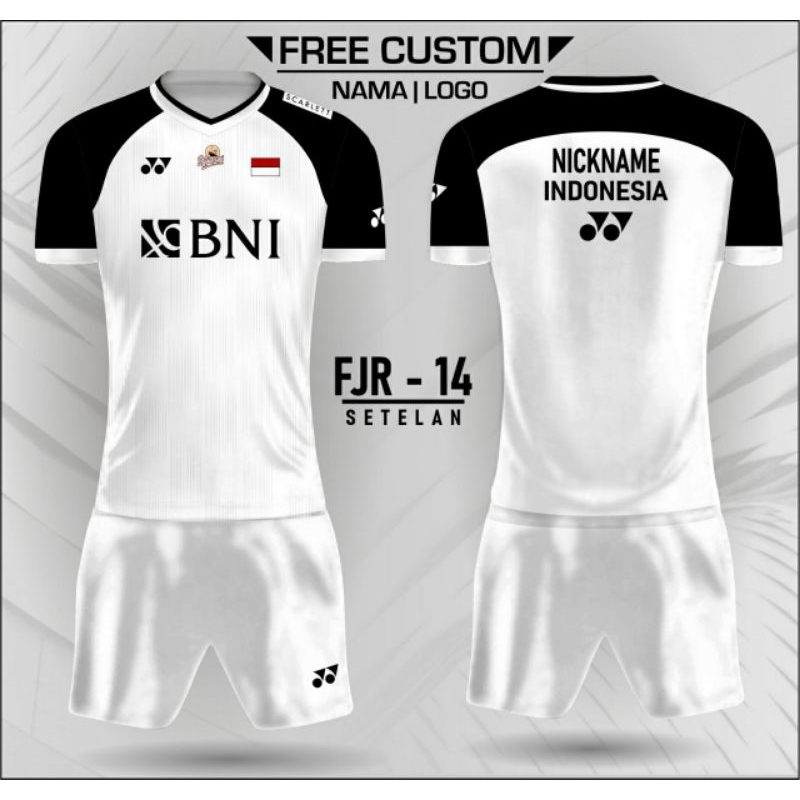 set jersey dan celana badminton BNI yonex baju kaos bulutangis