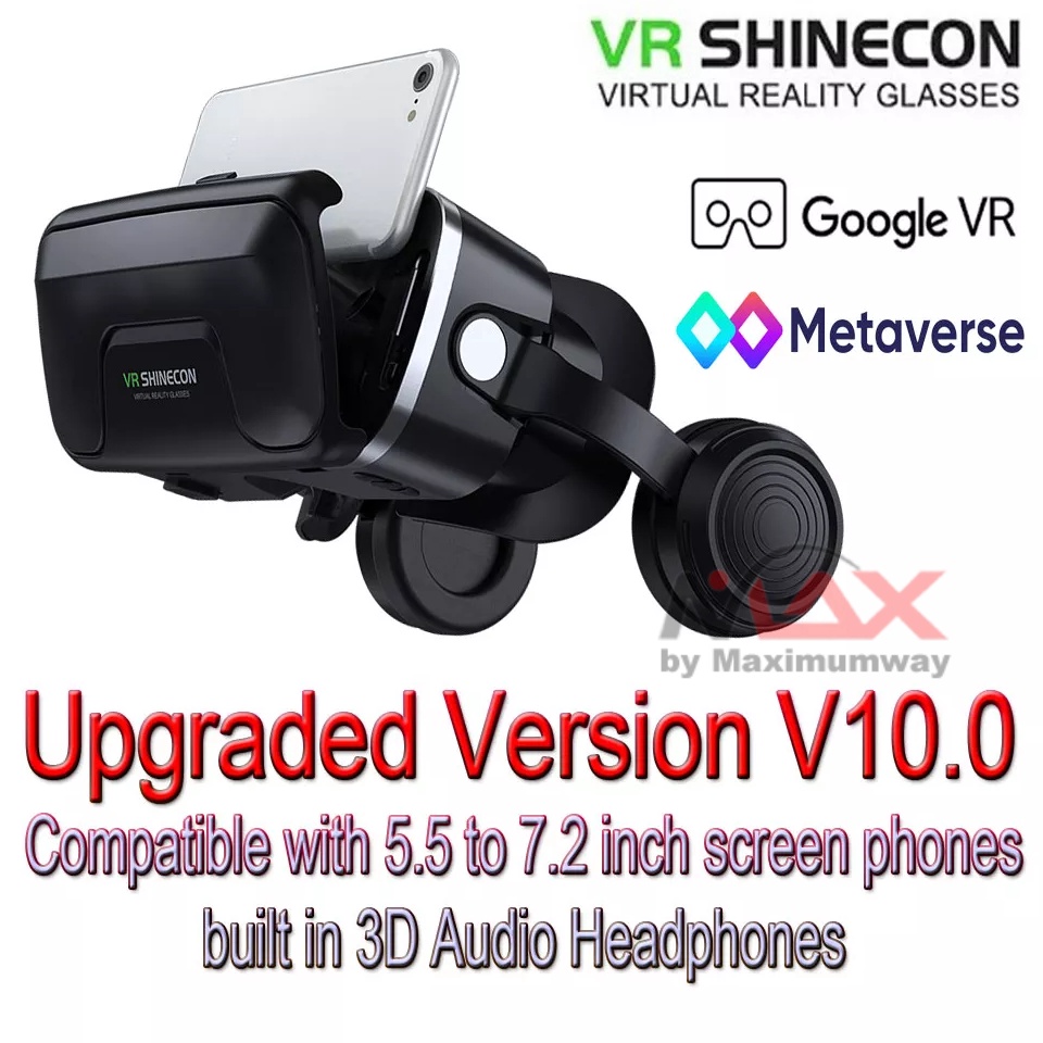 KODE L33T Shinecon G4EA Versi 1 Kacamata VR Virtual Reality 3D Build in headphone Ver 1 terbaru comp