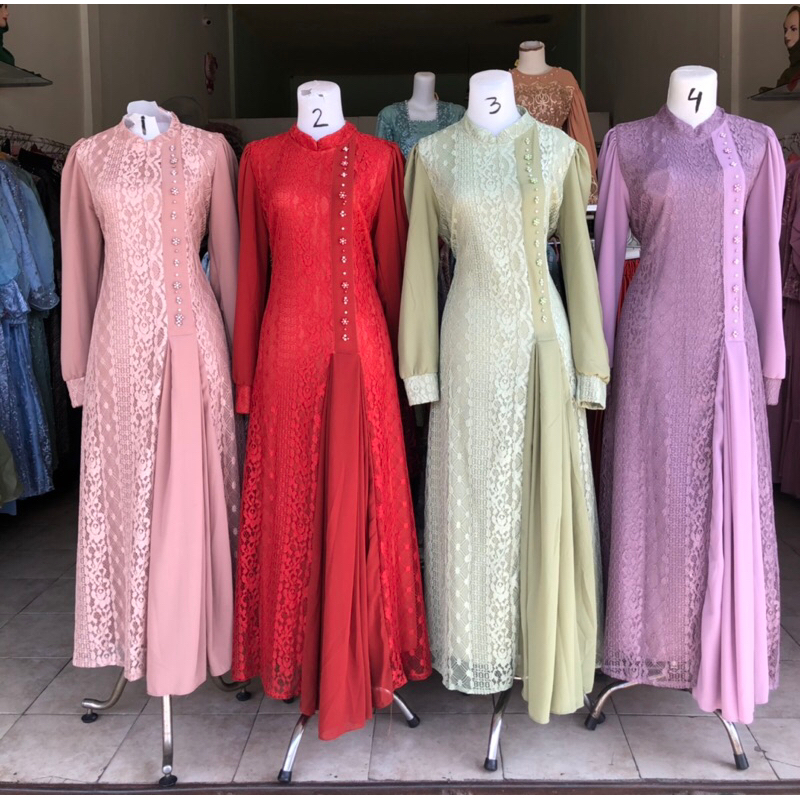 gamis beukat renda kombi ceruty 4002