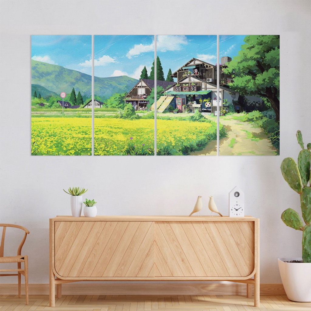 [120x60cm] Wall Decor Pajangan Poster Kayu Hiasan Dinding Lukisan Jepang Pemandangan Alam Anime Land