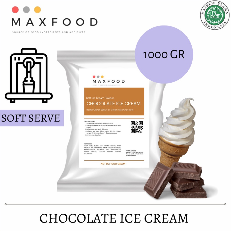 

C6369 MAXFOOD Soft Chocolate Ice Cream Powder Bubuk Es Krim Rasa Cokelat 1 KG