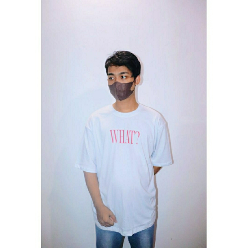 CATZ T-Shirt Oversize Kucing Putih WHAT? Unisex - Pria & Wanita