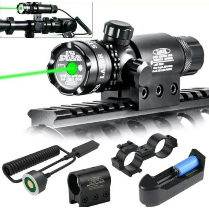 Laser Senapan Nyala Hijau - Scope Siang Malam Fullset - Laser Scope Pointer Berburu | Laser Tembak H