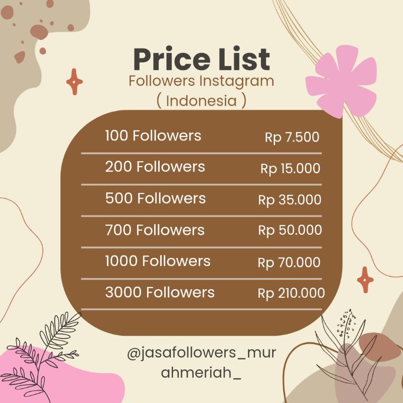 Followers Instagram Indonesia Murah | Bergaransi | 100 - 200 Followers